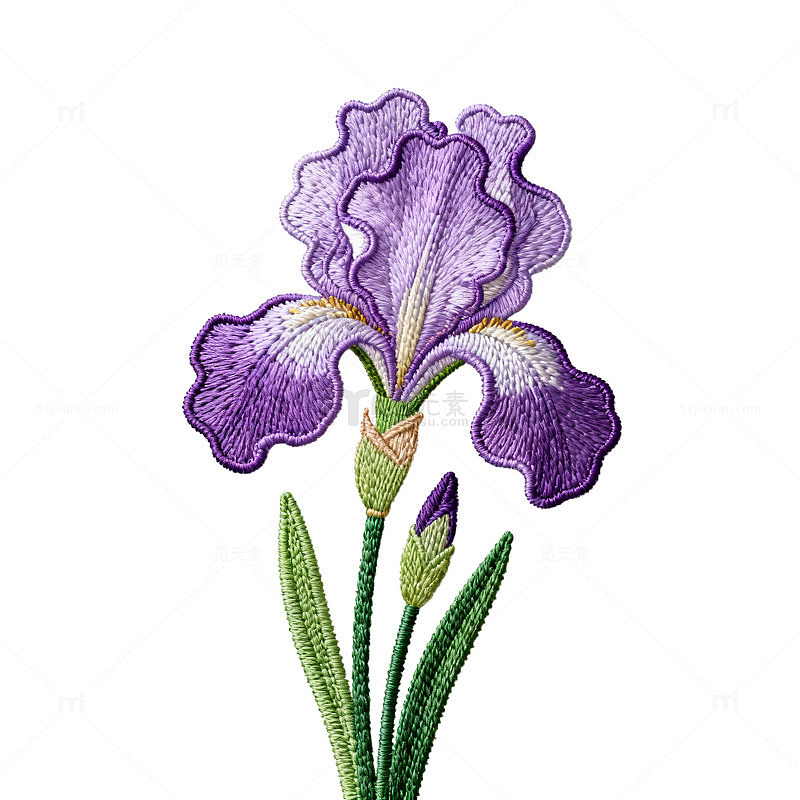 刺绣风鸢尾花图案设计素材