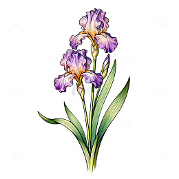 手绘紫色鸢尾花插画