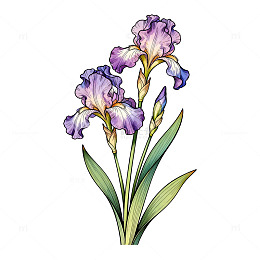 紫色鸢尾花手绘插画