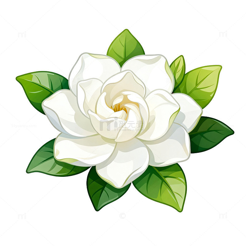 插画风格栀子花矢量设计素材