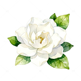 水彩白玫瑰花花卉插画素材