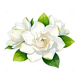 清新插画风格栀子花矢量素材