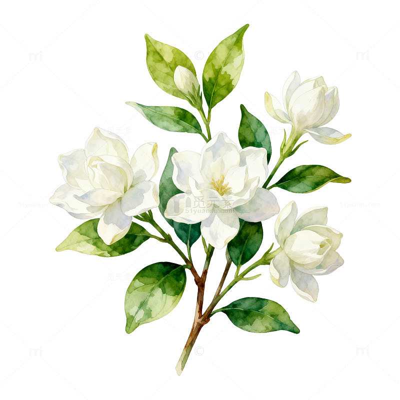水彩白茶花装饰画