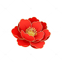 红色牡丹花插画设计素材
