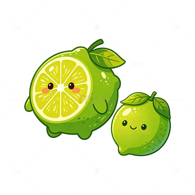 小青柑青柠檬卡通风水果元素