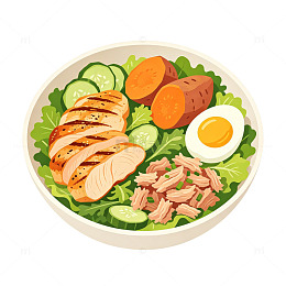 轻食减脂卡通扁平元素减脂餐