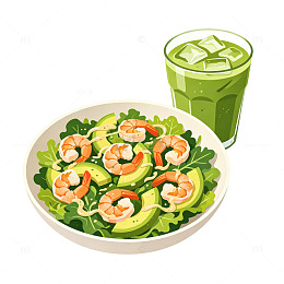 轻食减脂卡通扁平元素果汁