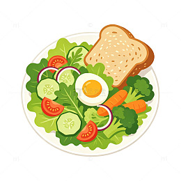 轻食减脂卡通扁平元素健康