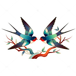 【标题】：传统燕子插画素材