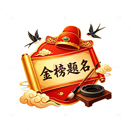 卡通中国风金榜题名元素