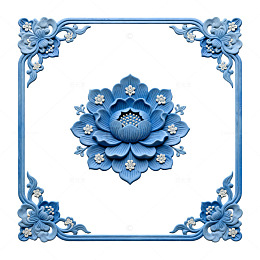 蓝色花卉装饰图案设计素材