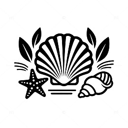黑白海洋元素插画