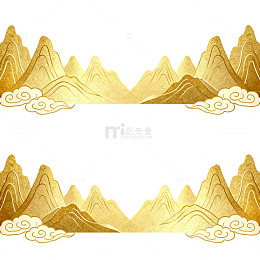 金色山水画边框装饰图案