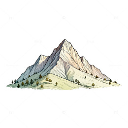 水彩画风格山峰风景插画