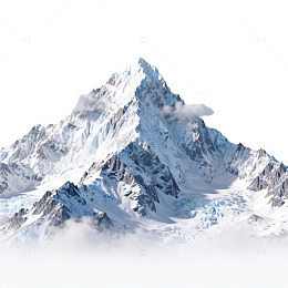 雪山峰顶云雾缭绕