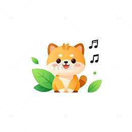 卡通柴犬音乐主题插画