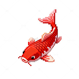 像素风锦鲤插画设计素材