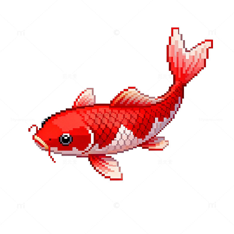 像素风锦鲤插画设计元素