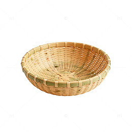 竹编圆形篮手工工艺品