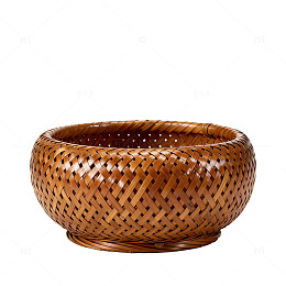 竹编圆形收纳篮工艺品