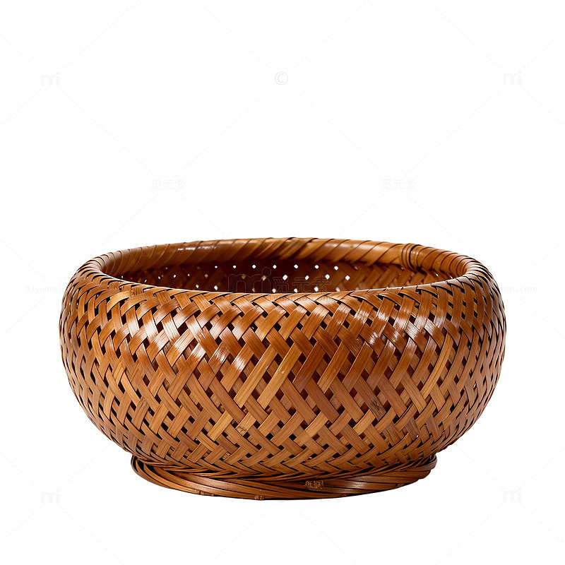 竹编圆形收纳篮工艺品