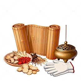 古风中药材香炉插画素材