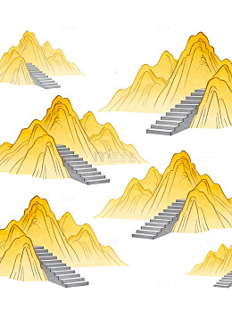 山水图案阶梯插画