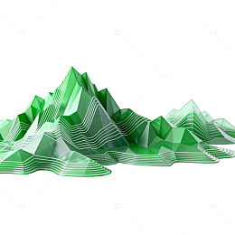 绿色抽象山水模型设计素材