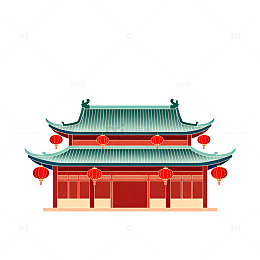 传统中式建筑插画