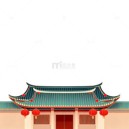 传统中式建筑插画素材