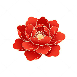 红色牡丹花卉图案矢量素材