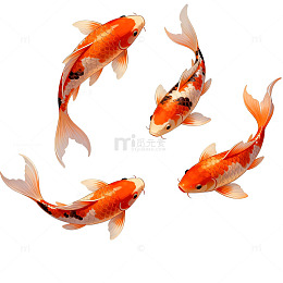 金鱼游动图案插画设计素材