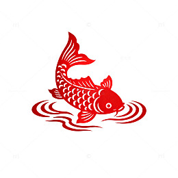 剪纸鱼跃水波图案