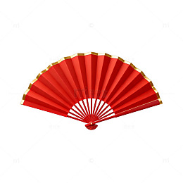 传统红色折扇图案元素