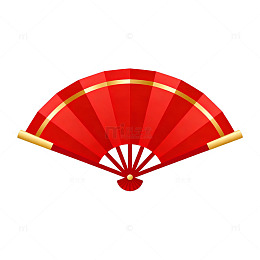 中国风红色折扇图案设计素材
