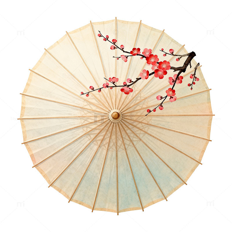 古风梅花纸伞装饰画