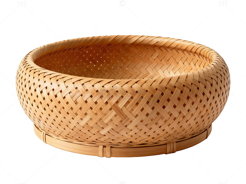 竹编圆形篮手工工艺品