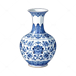 青花瓷花瓶图案设计素材