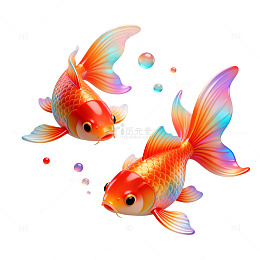 彩绘金鱼艺术插画
