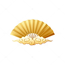 金色扇子传统图案装饰元素