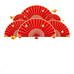 喜庆中国风扇子装饰素材