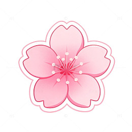 粉色樱花卡通图案设计元素
