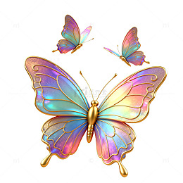 彩虹蝴蝶梦幻插画