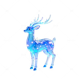 梦幻光影鹿艺术插画