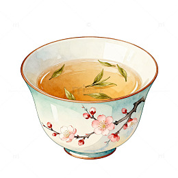 古风茶杯插画设计素材