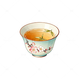 古风茶杯插画设计素材