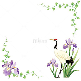 古典仙鹤花卉图案装饰素材