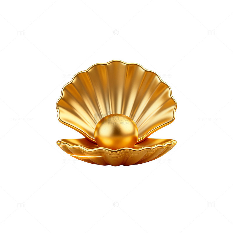 金色贝壳珍珠素材
