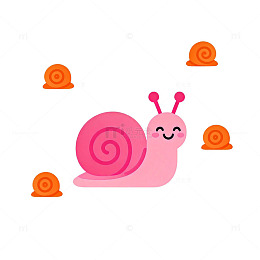 可爱卡通蜗牛插画设计素材