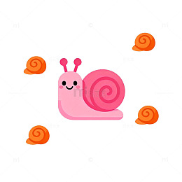 卡通粉色蜗牛插画设计素材